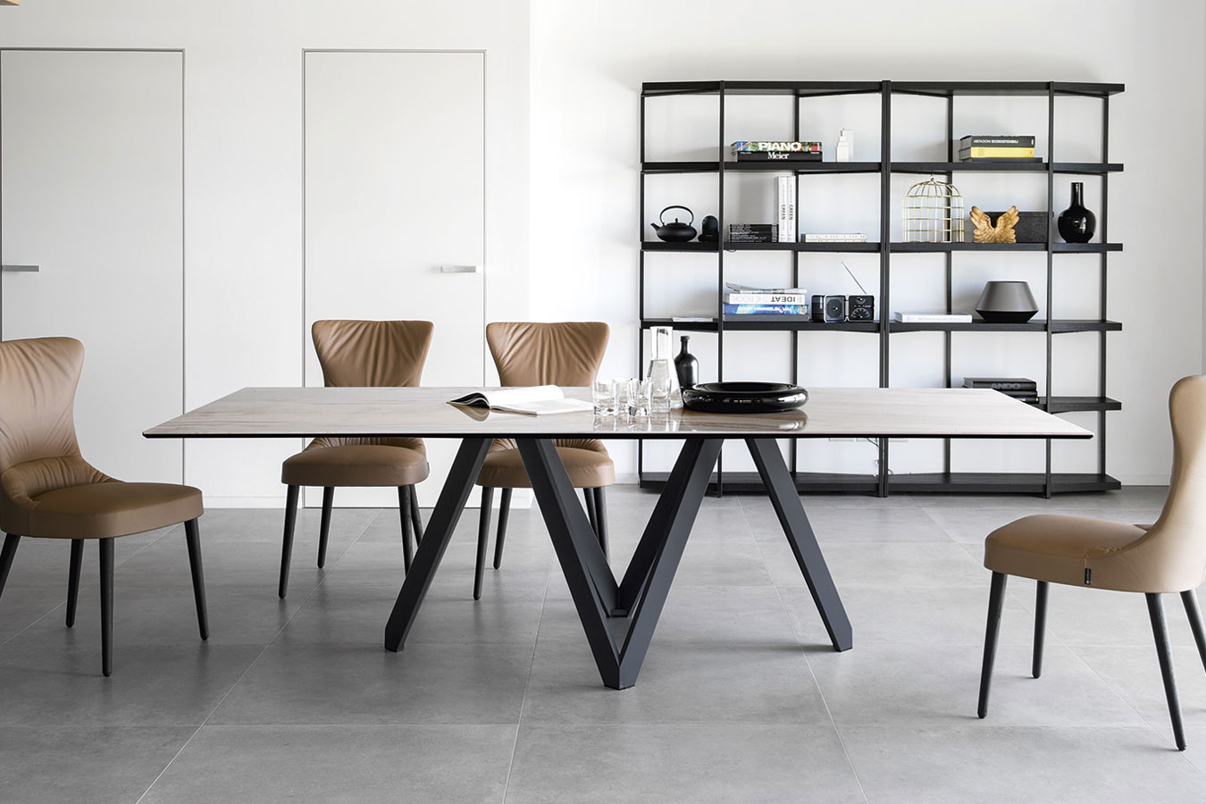 Tavolo fisso rettangolare con piano in vetroceramica Cartesio di Calligaris