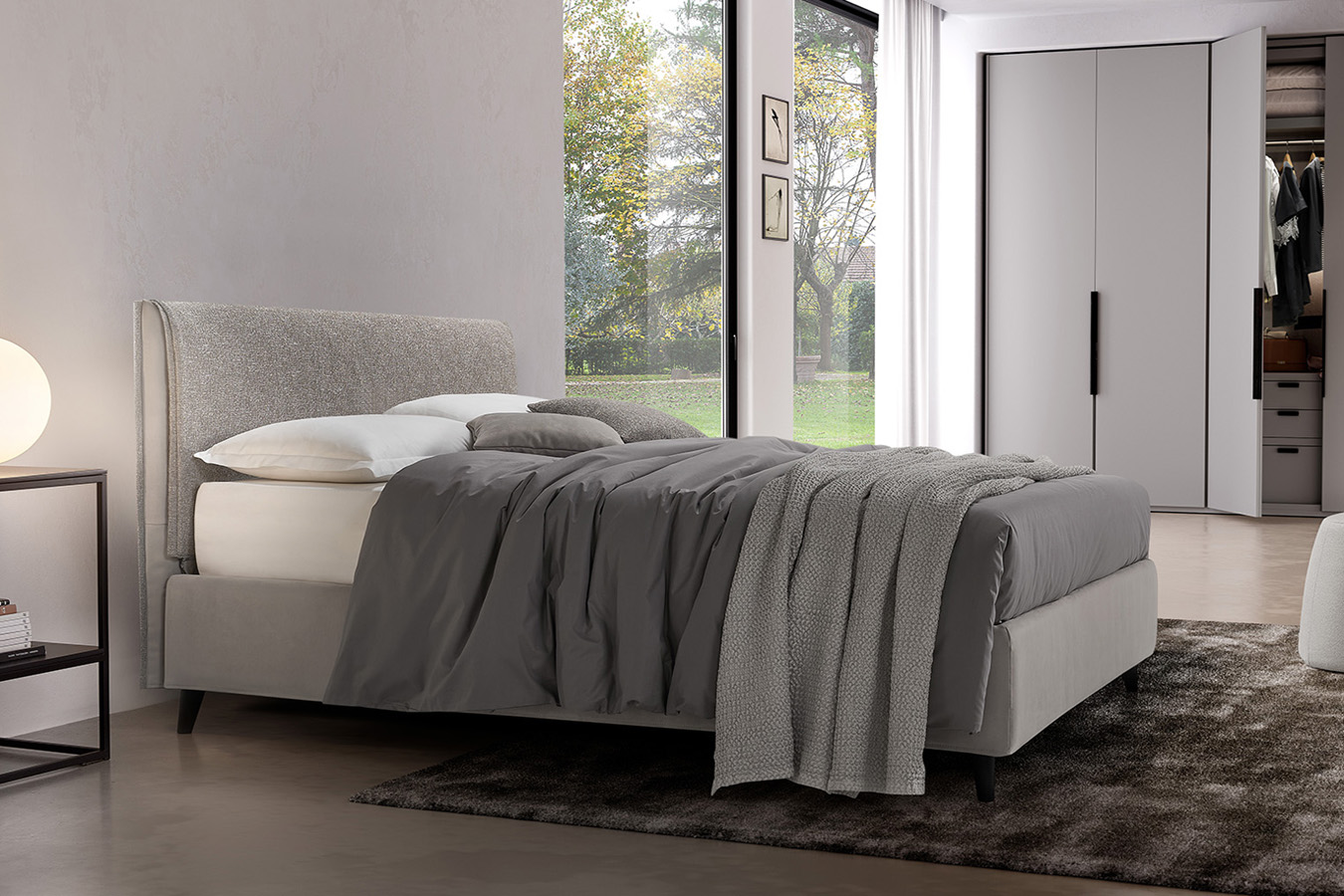 Letto imbottito con box contenitore Dionisio di Rosini