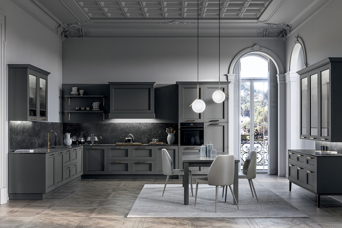 Cucina moderna elegante grigio scuro Meg di Arredo3